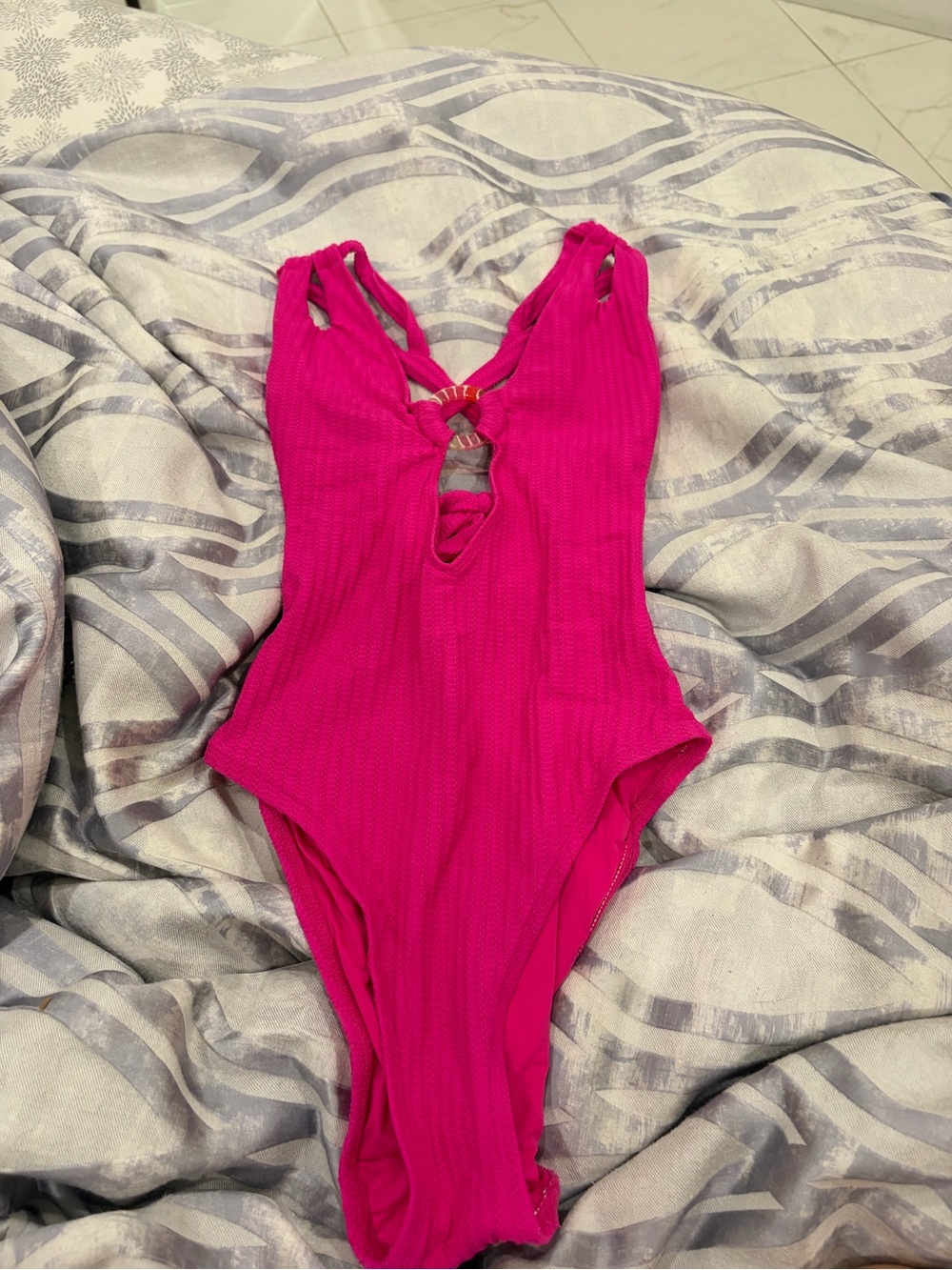 BECCA Hot Pink One-Piece Swimsuit with Front Keyhole